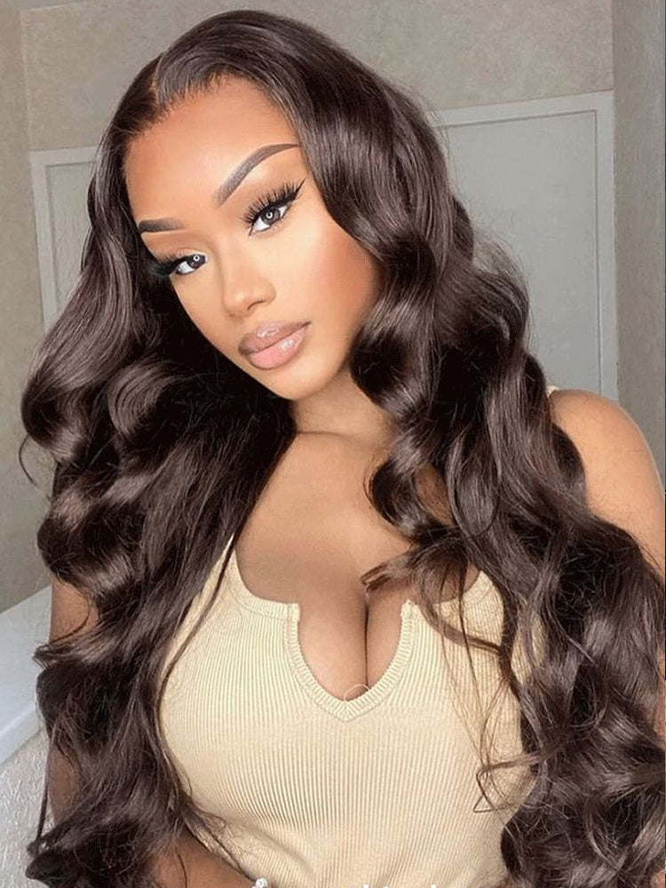 Chocolate Brown Lace Front Wig Human Hair Colored HD Transparent Lace Wigs