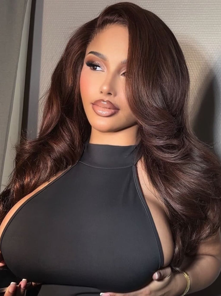 Dorsanee Chocolate Brown Wavy 13x4 Lace Front Virgin Human Hair Wigs