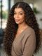Dorsanee Chocolate Brown with Dark Roots Seniors Mature Deep Curly Human Hair Wig