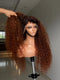 Dorsanee Copper Auburn Orange Brown Deep Curly 250 300 Density 13x4 Lace Front Human Hair Wig