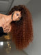 Dorsanee Copper Auburn Orange Brown Deep Curly 250 300 Density 13x4 Lace Front Human Hair Wig