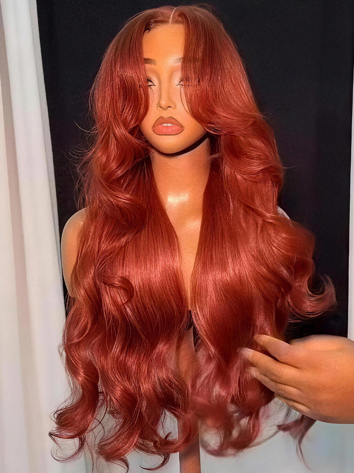 Dorsanee Copper Auburn Red 250 300 Density 13x4 Lace Front Human Hair Wig