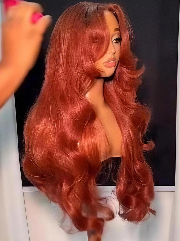 Dorsanee Copper Auburn Red 250 300 Density 13x4 Lace Front Human Hair Wig