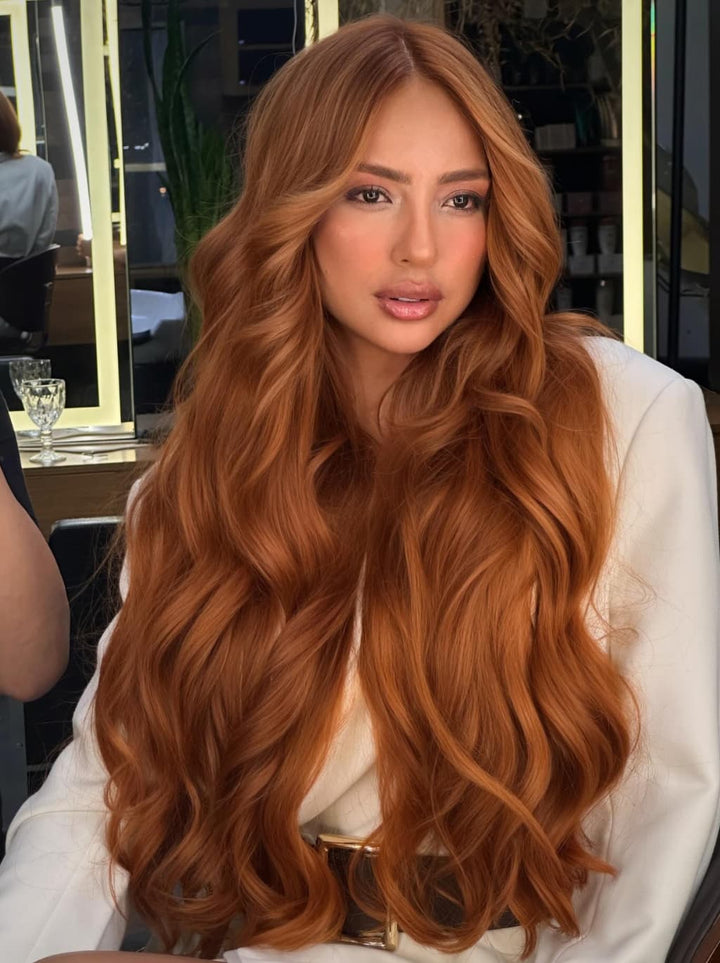 Dorsanee Copper Reddish Orange Brown 250 300 Density 13x4 Lace Front Human Hair Wig