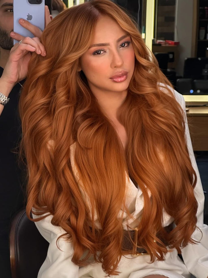 Dorsanee Copper Reddish Orange Brown 250 300 Density 13x4 Lace Front Human Hair Wig