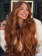 Dorsanee Copper Reddish Orange Brown 250 300 Density 13x4 Lace Front Human Hair Wig