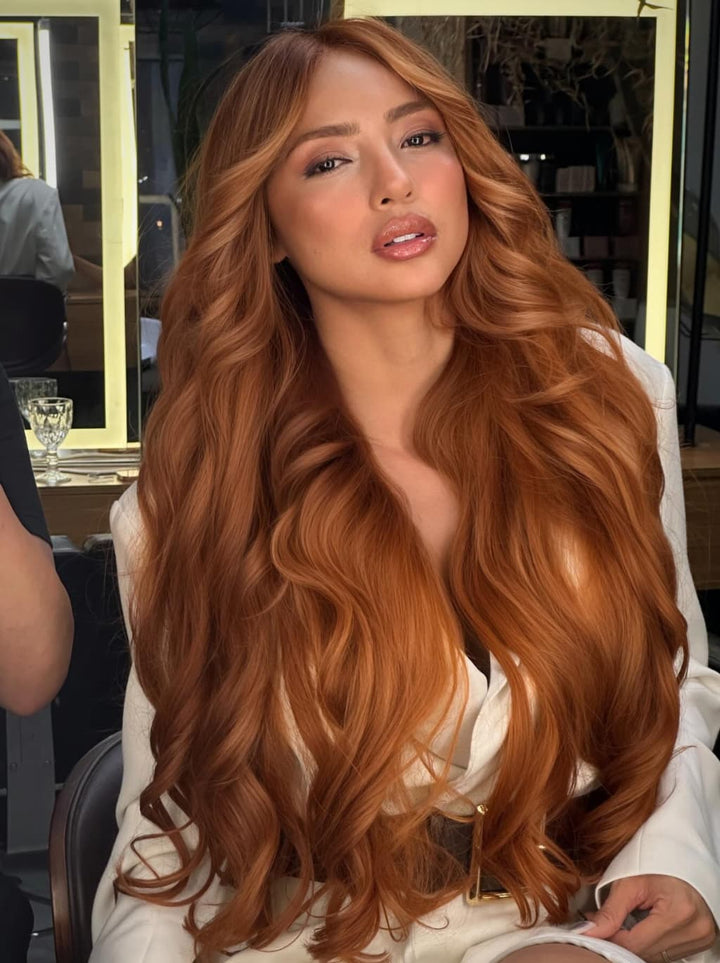 Dorsanee Copper Reddish Orange Brown 250 300 Density 13x4 Lace Front Human Hair Wig