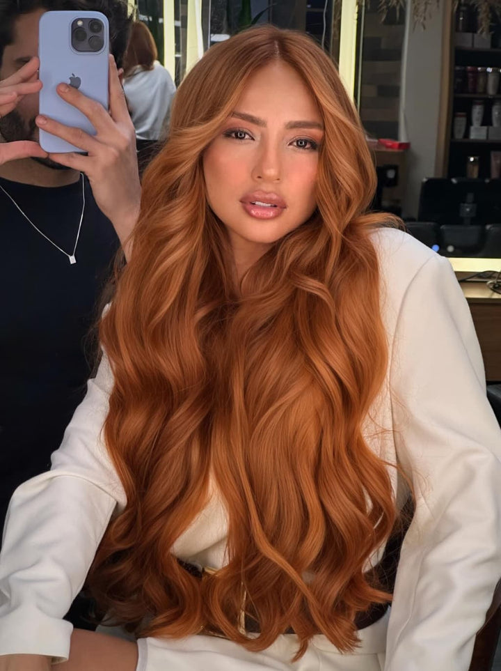 Dorsanee Copper Reddish Orange Brown 250 300 Density 13x4 Lace Front Human Hair Wig