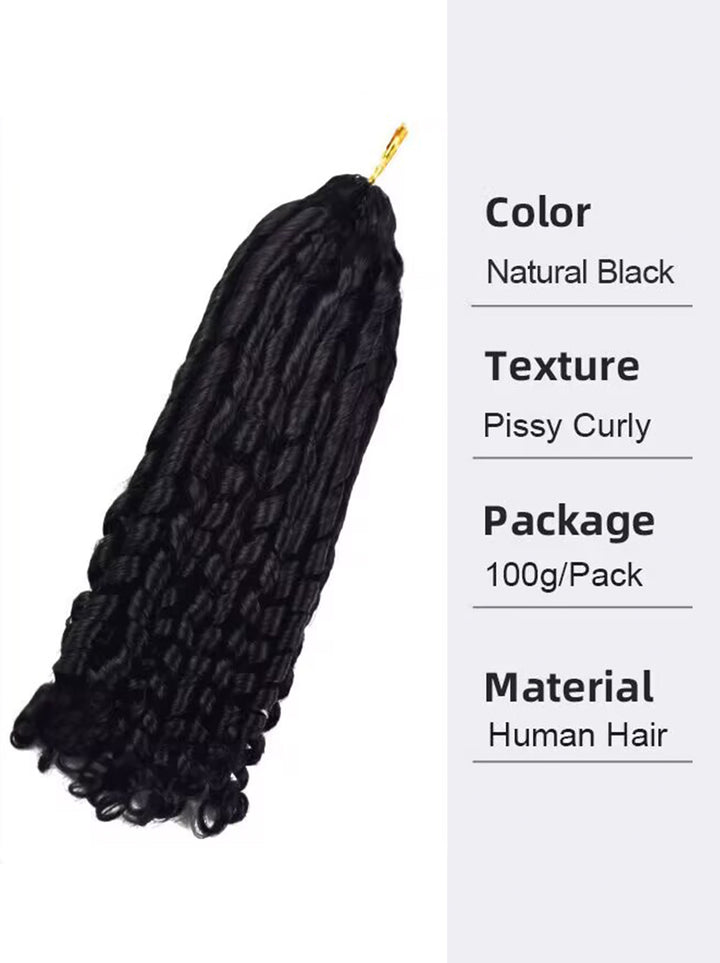Dorsanee Crochet Burmese Kinky Pissy Curly Human Hair Extensions
