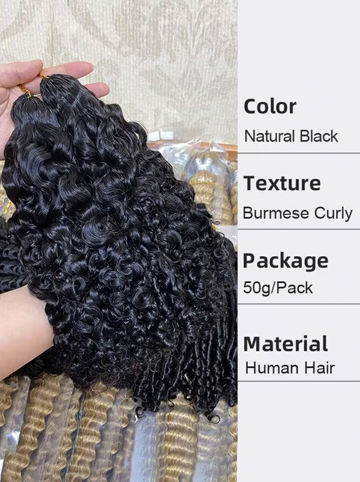 Dorsanee Crochet Burmese Kinky Pissy Curly Human Hair Extensions