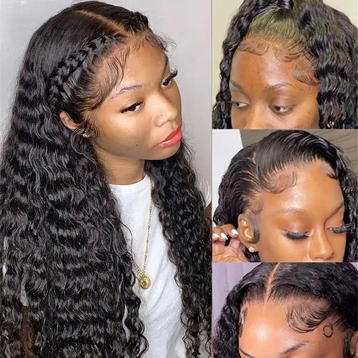 Dorsanee Hair Water Wave 360 HD Lace Frontal Wig Remy Hair Wet and Wavy Lace Front Wigs with Baby Hair Pre PLucked Hairline Human Hair Wig