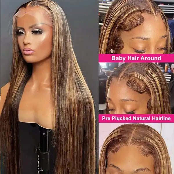 Dorsanee hair straight 5x5 #P4/27 highlight honey blonde HD lace closure human hair wig-Flash sale 50% OFF
