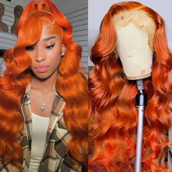 Dorsanee Hair Super Deal Ginger Colored Body Wave 4x4/13x4 Lace Front 180% Density Human Hair Wigs For Black Women-Wigs Under $100