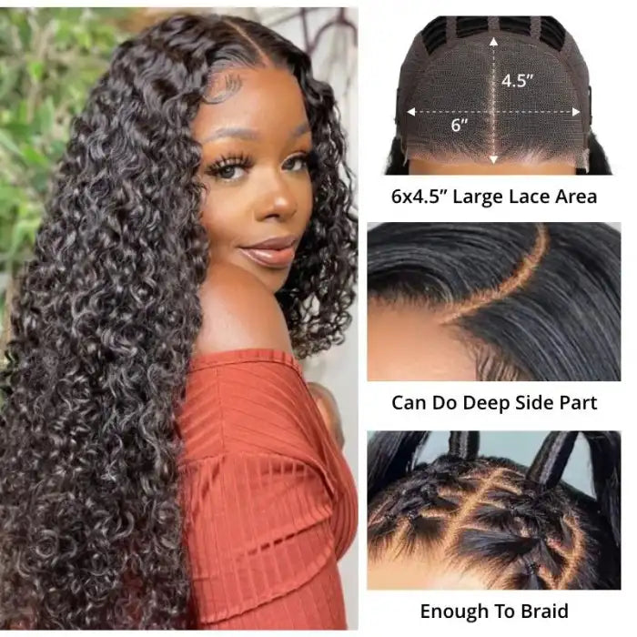Dorsanee Hair  Super Deal 50% Off #1B Jerry Curly Pre-Cut Lace Glueless Wear Go Human Hair Wigs For Black Women-Wigs Under $100