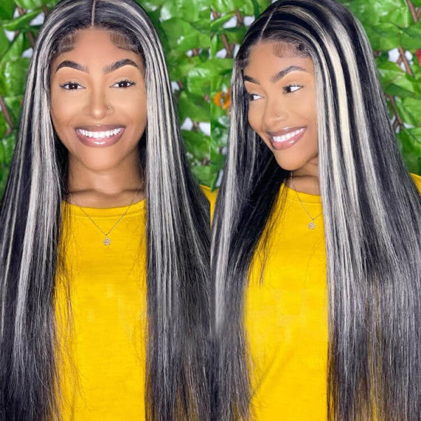 Dorsabee hair straight #P1B/613 highlight piano colored 13X4 transparent lace front human hair wigs-Flash sale 50% OFF
