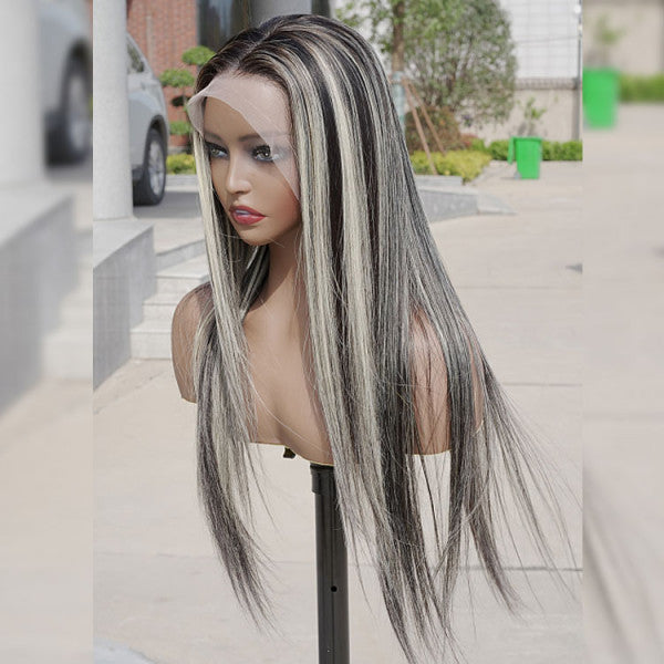 Dorsabee hair straight #P1B/613 highlight piano colored 13X4 transparent lace front human hair wigs-Flash sale 50% OFF