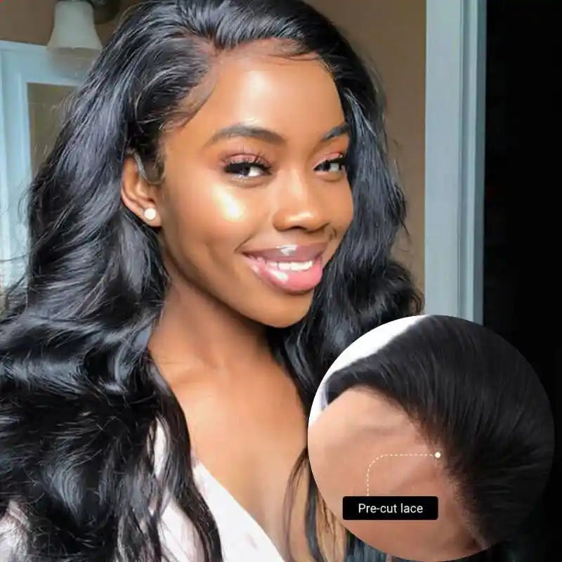 Dorsanee Hair Pre-cut 4x4 Lace Closure Wigs Wear and Go Wig For Beginners Body Wave 3D Dome Cap Wig With Pre-plucked Hairline For Black Women