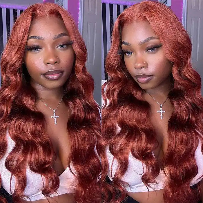 Dorsanee Hair #33 Reddish Brown Color 6x4 Pre Cut HD Lace Closure Glueless Wear & Go Wigs For Black Women