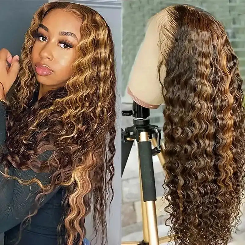 Dorsanee hair deep wave #P4/27 highlight 13x4/4×4 HD lace frontal wigs ,flash sale 50% off