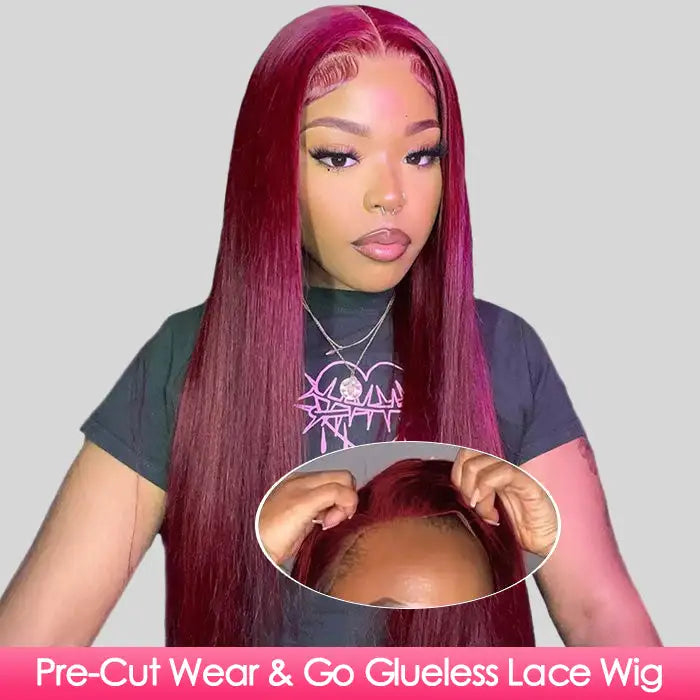 Dorsanee Hair Wear & Go Wig Pre Cut HD Lace Closure Wigs #99J Burgundy Colored Wig For Black Women