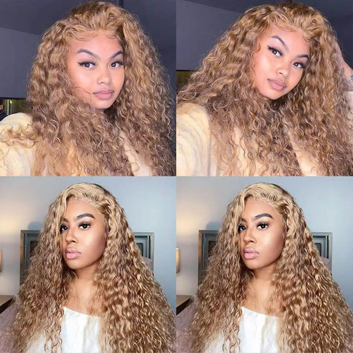 Dorsanee Hair #27 Honey Blonde 13x4 Lace Frontal 180% Density Water Wave Human Hair Wig For Black Women