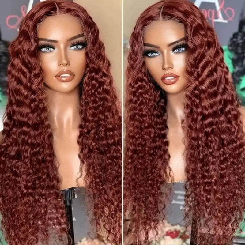 Dorsanee Hair Reddish Brown Jerry Curly Wear Go 4x4 Pre-Cut Lace Wig Glueless Lace Front Human Hair Wig