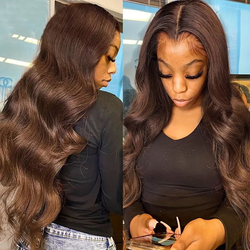 Chocolate Brown 13x4 Body Wave HD Lace Front Human Hair Wigs