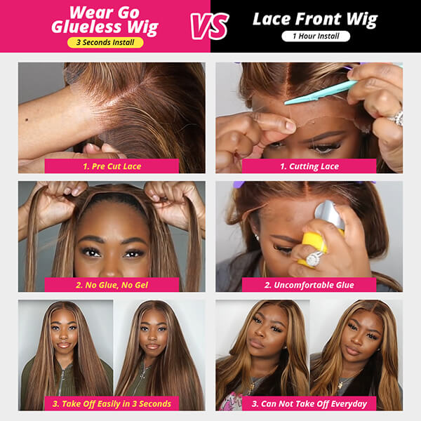 P4/27 Highlight 13x4/6×4 Water Wave Pre-plucked Glueless Wear & Go Wigs