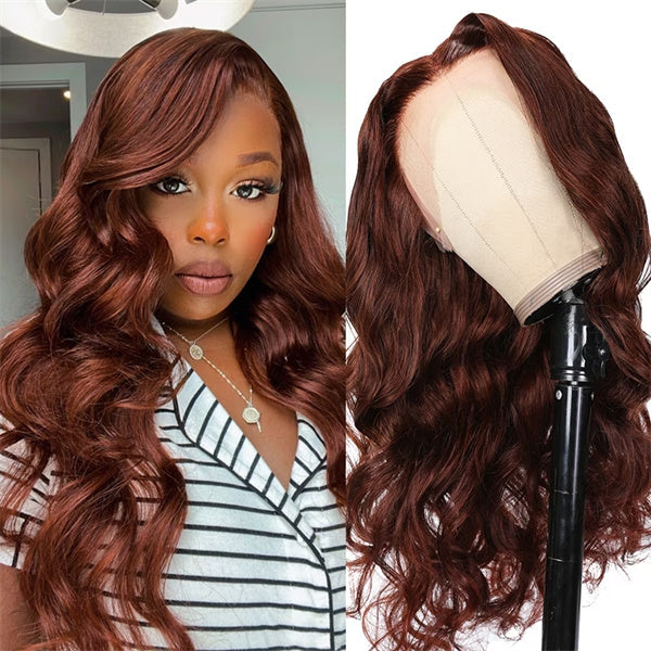 Reddish Brown 13x4/6×4 Body Wave Glueless Wear Go Human Hair Wigs