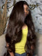 Dorsanee Dark Brown 42 40 38 36 34 32 30 inch Knee Length 13x4 Lace Front Human Hair Wigs