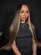 Dorsanee Dark Brown Caramel Blonde Highlights Bone Straight 13x4 Lace Front Human Hair Wig