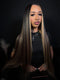 Dorsanee Dark Brown Caramel Blonde Highlights Bone Straight 13x4 Lace Front Human Hair Wig