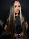 Dorsanee Dark Brown Caramel Blonde Highlights Bone Straight 13x4 Lace Front Human Hair Wig