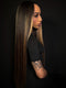 Dorsanee Dark Brown Caramel Blonde Highlights Bone Straight 13x4 Lace Front Human Hair Wig