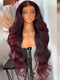 Dorsanee Dark Burgundy Red Loose Wavy 300 Density 13x4 Lace Front Human Hair Wigs