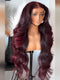 Dorsanee Dark Burgundy Red Loose Wavy 300 Density 13x4 Lace Front Human Hair Wigs