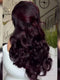 Dorsanee Dark Burgundy Red Natural Wave Long wigs Remy Human Hair 250 300 Density