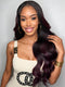 Dorsanee Dark Burgundy Red Natural Wave Long wigs Remy Human Hair 250 300 Density