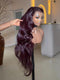 Dorsanee Dark Burgundy Red Wavy 300 Density 13x4 Lace Front Human Hair Wigs