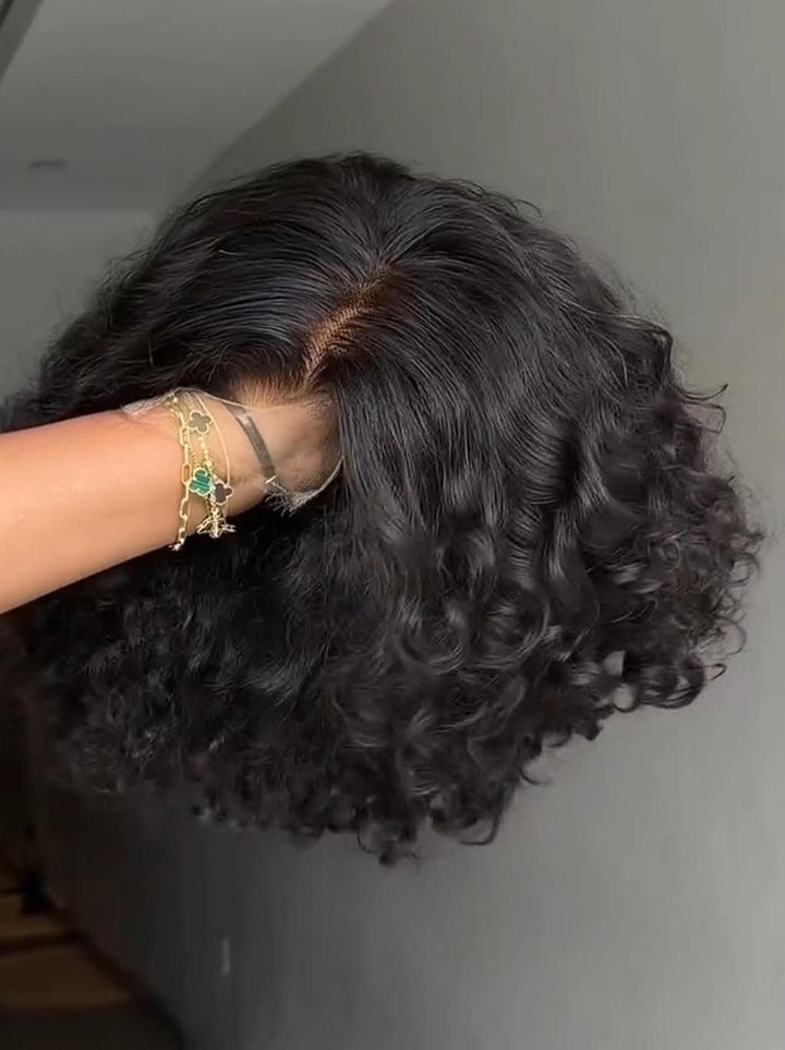 Dorsanee Dark Chocolate Brown Defined Deep Curly Short Bob 13x4 Lace Front Human Hair Wigs