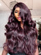 Dorsanee Dark Purple Burgundy Red Bouncy Loose Wave 13X4 Lace Front Remy Human Hair Wigs 250 300 Density