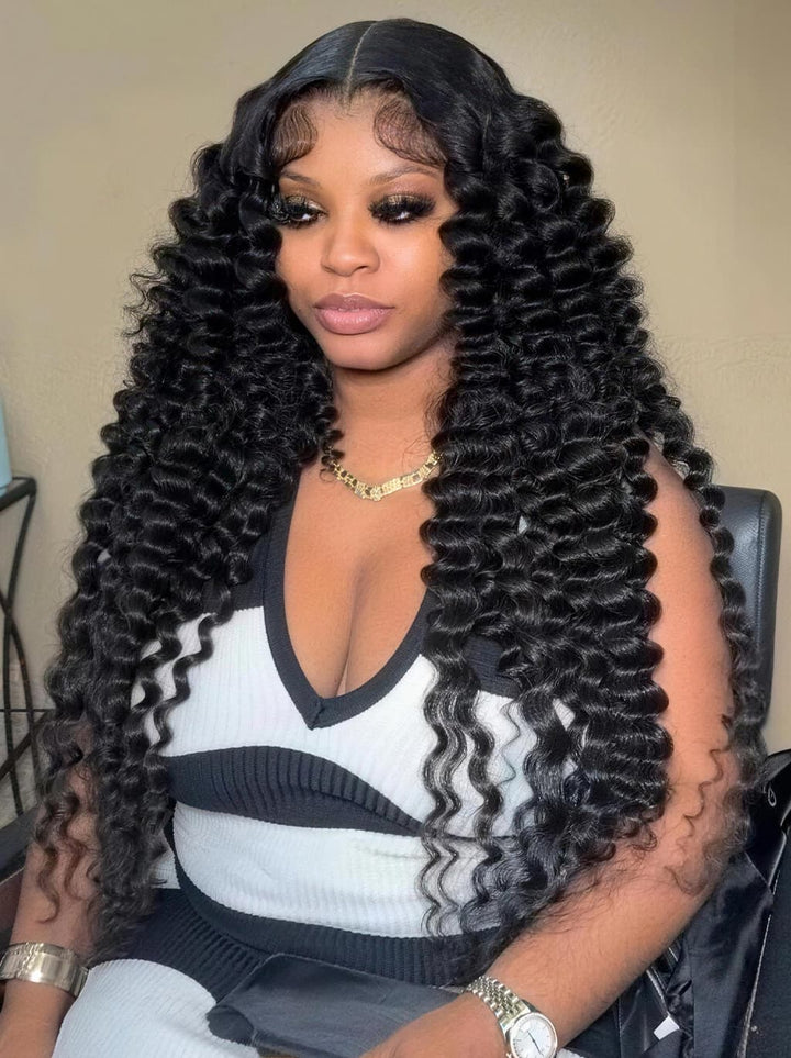 Dorsanee Defined Deep Wave Curls 250 300 Density 13x4 Lace Front Human Hair Wigs