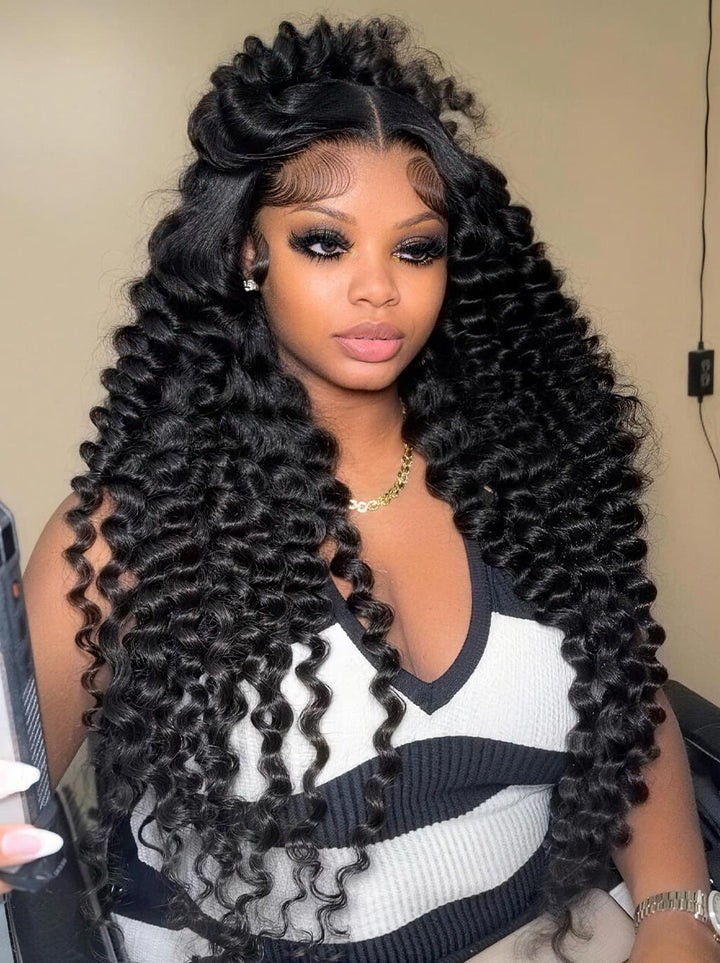 Dorsanee Defined Deep Wave Curls 250 300 Density 13x4 Lace Front Human Hair Wigs