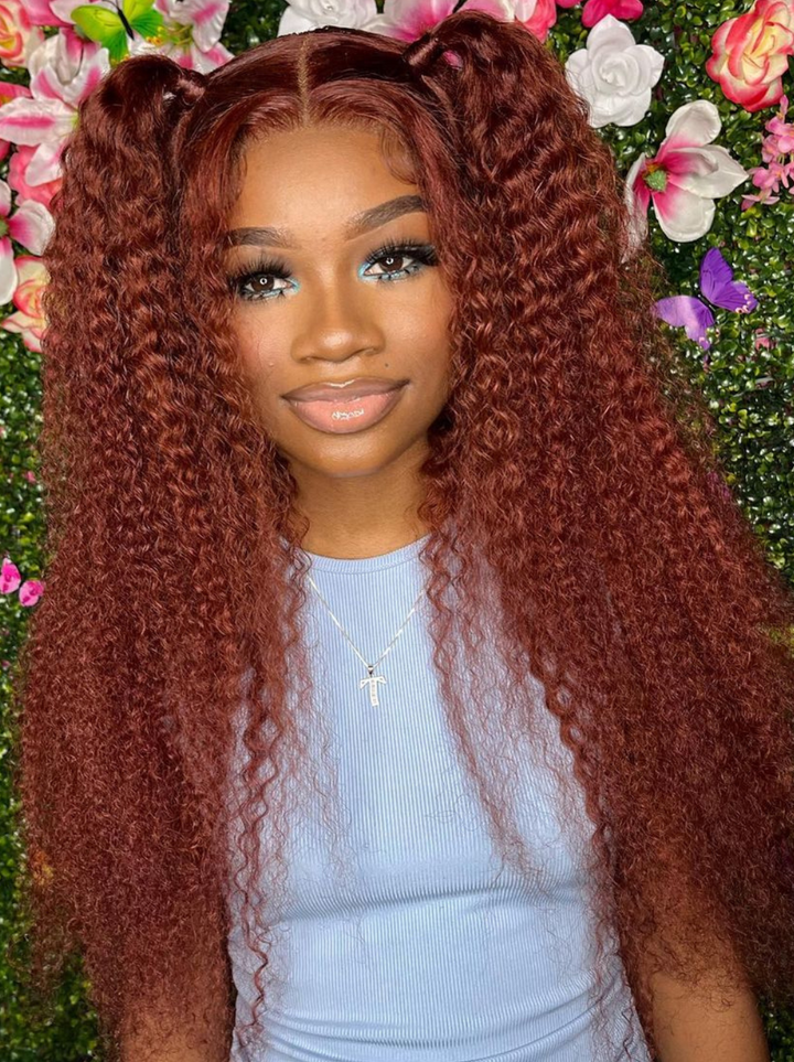 Dorsanee Chestnut Chocolate Brown Jerry Curly 13x4 HD Lace Front Human Hair Wig