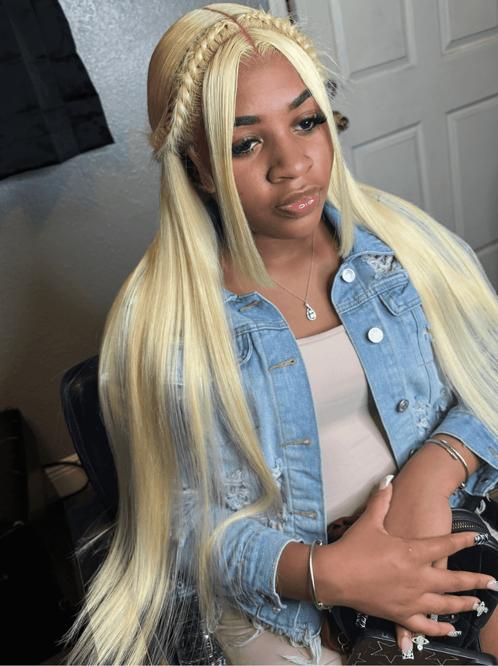 Dorsanee 30 32 34 inch Buss Down Bone Straight Blone 613 Virgin Human Hair Wigs