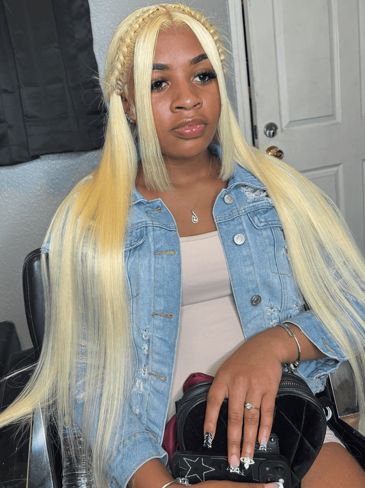 Dorsanee 30 32 34 inch Buss Down Bone Straight Blone 613 Virgin Human Hair Wigs