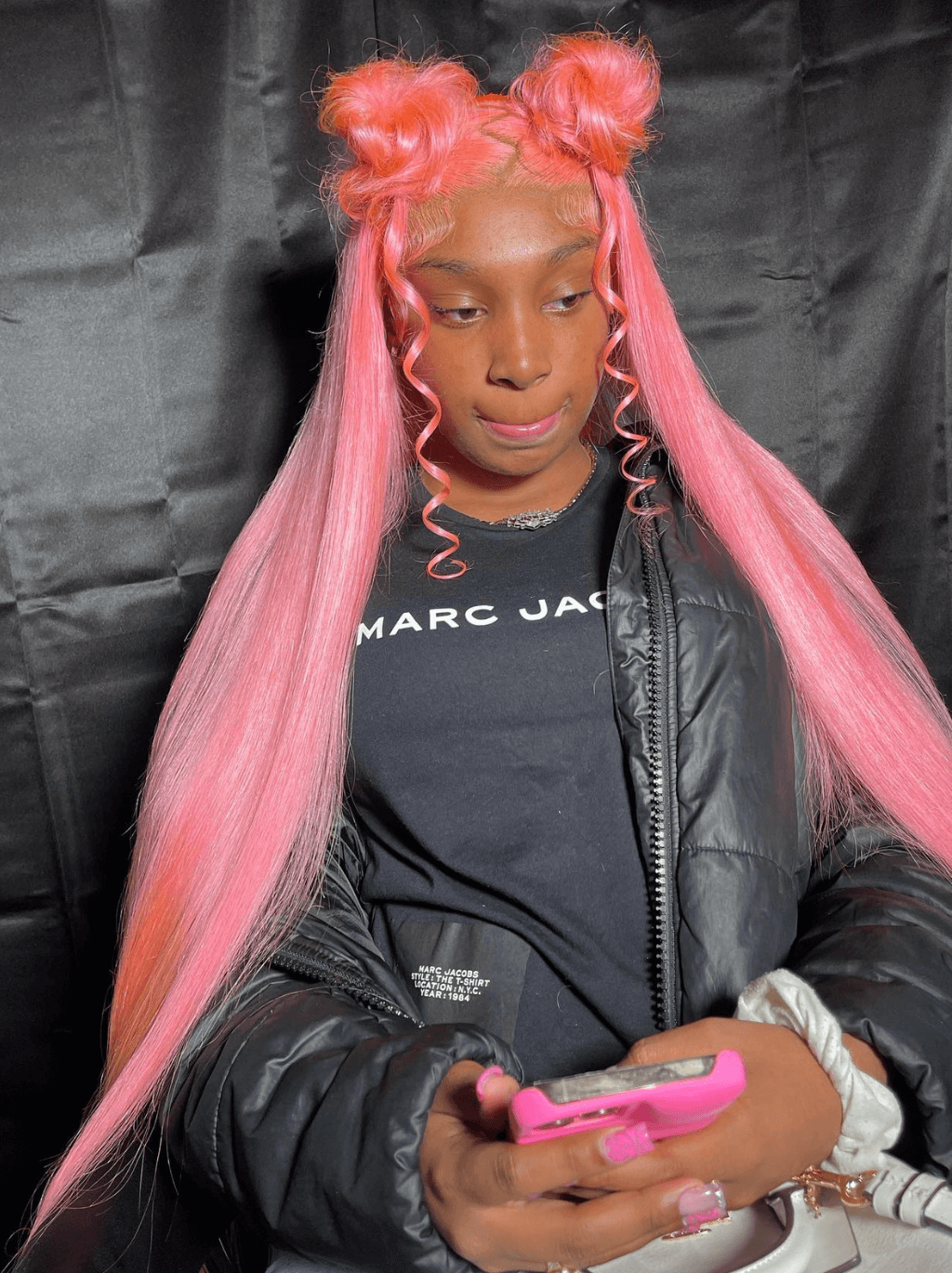 Dorsanee 30 32 34 inch Buss Down Bone Straight Pink Lace Front Human Hair Wigs