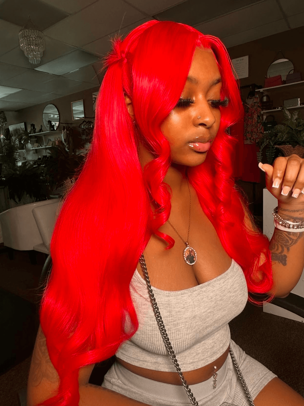 Dorsanee 30 32 34 inch Buss Down Burgundy Red 13x4 Lace Front Human Hair Wigs