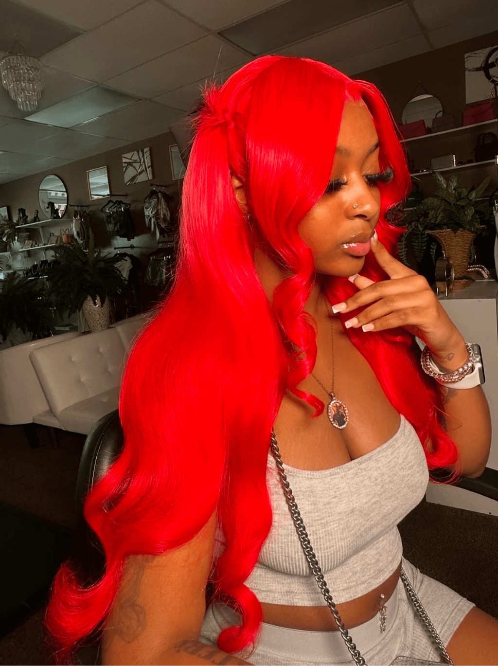 Dorsanee 30 32 34 inch Buss Down Burgundy Red 13x4 Lace Front Human Hair Wigs