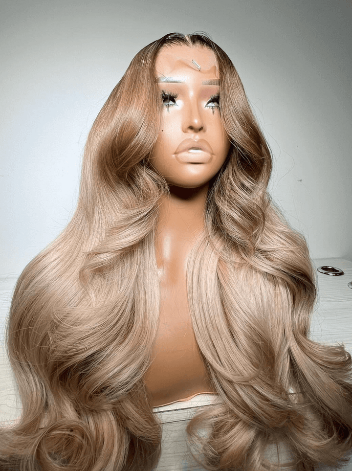 Dorsanee Ash Blonde Light Brown Highlights Lace Front Human Hair Wigs